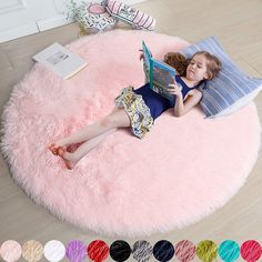 Pink Round Rug For Girls Bedroom,Fluffy Circle Rug 5'X5' For Kids Room,Furry Carpet For Teen Girls Room,Shaggy Circular Rug For Nursery Room,Fuzzy Plush Rug For Dorm,Cute Room Decor For BabyItem Condition: NewBrand: AmdrebioManufacturer: AmdrebioColor: PinkProduct Dimension: 60 X 60 X .01Product Information Fluffy Rug With Rubber Backing--The Biggest Feature Of This Material Is Its Amazingly Soft Touch Especially When You Walk On It. This Softness Comes From A Thousands Of 1.7" Plush Fibers. Bes Fluffy Circle Rug, Round Carpet Living Room, Circular Rug, Ideas Habitaciones, Circular Rugs, Pink Carpet, Pink Round, Fluffy Rug