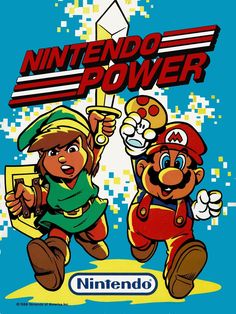 an old nintendo game poster with mario and luigi