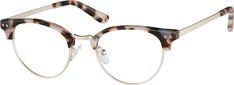 These smart browline glasses feature an acetate brow over a metal eyeglasses with flat metal temple arms. The medium-sized eyeglasses is available in a variety of colorful patterns: green/black pattern brown/red pattern pink/gray tortoiseshell and ivory tortoiseshell. Adjustable nose pads and acetate temple tips provide a comfortable wear. | Zenni Women's Browline Prescription Eyeglasses Tortoiseshell Browline Glasses, Shell Frame, Zenni Optical, Four Eyes, Cool Glasses, Fashion Eye Glasses, Colorful Patterns, Red Pattern, Prescription Eyeglasses