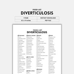 Diverticulosis, Diverticulosis Diet, Food List, What to Eat, What Not to Eat, Grocery List, Food Guide, Digestive Health, Gut Friendly Diet - Etsy Grape Nuts Cereal, Fiber Rich Diet, Grape Nuts, Gut Health Recipes, How To Cook Beans, Letter Format, Fiber Foods, Diet Food List