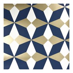 an abstract blue and gold wallpaper with diamond shapes in the center, on white background