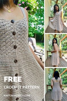 A perfect crochet dress pattern for summertime with an easy step by step video tutorial and written instructions. Summer Dress Patterns Free, Crocheted Clothes, Crochet Wearables, Crochet Summer Dresses, Crocheted Dress, Summer Dress Patterns, Dress Patterns Free