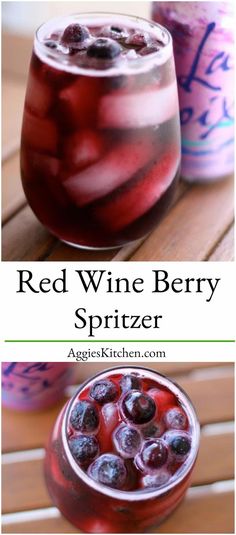 red wine berry spritzer in a glass with ice