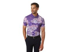 Float like a butterfly, sting like Tiger. This purple golf shirt sports an outlandish yet elegant design that takes inspiration from henna and a butterfly. If being original is your thing, you're sure to stand out on the course in this polo. It's not style without substance - this shirt is flexible and breathable, giving you the range of motion you need to smoke your driver while keeping you cool over those pressure putts. Stay cool, calm, and collected Move freely and improve your game Look fre Fitted Purple Polo Shirt With Polo Collar, Fitted Purple Polo Shirt, Butterfly Magic, Cool Calm And Collected, Float Like A Butterfly, Like A Butterfly, Polo Golf, Golf Polo Shirts, Golf Shirt