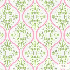 a green and pink pattern on white paper