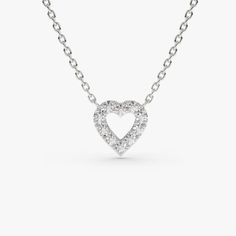 14K Gold Tiny Diamond Heart Necklace – FERKOS FJ Diamond Heart Necklace, Classy Necklace, Gold Chain With Pendant, Heart Necklace Diamond, Tiny Diamond, Gold Diamond Jewelry, Recycled Gold, Diamond Color, Brilliant Diamond