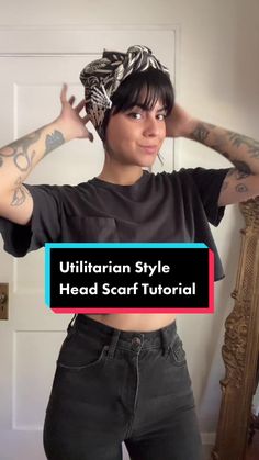 How To Wear A Headscarf With Short Hair, Vintage Turban Outfit, Headscarves How To Tie, Headscarf For Short Hair, How To Hair Scarf Styles, Handkerchief On Head, Using Scarves In Hair, Triangle Head Scarf Sewing Pattern, 60s Hair Scarf Styles