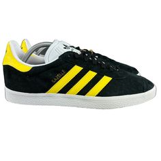 Adidas Originals Gazelle Core Black Yellow Suede Shoes Ig0669 Men's Sizes 7.5 - 12 New With Box. Follow Us! We List Lots Of New Shoes And Athletic Wear Daily! We Box Ship All Items Asap On The Same Business Day Until 12pm Est! Yellow Leather Adidas Sneakers, Adidas Yellow Leather Sneakers, Yellow Low-top Sneakers With Adidas Logo, Adidas Yellow Sneakers With Rubber Sole, Yellow Lace-up Adidas Sneakers, Yellow Adidas Sneakers With Round Toe, Adidas Hiking Shoes, Adidas Iniki, Adidas Zx Flux