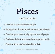 the words pisces are written in black and white on a light blue background