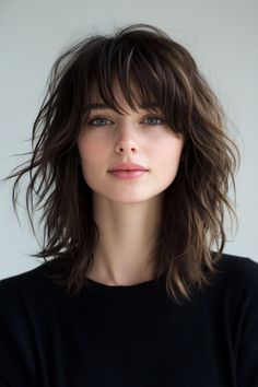 Bangs For Widows Peak, Mid Length Hair With Layers Round Face, Shoulder Length With Bangs, Collarbone Length Hair, Shoulder Length Wavy Hair, Shoulder Length Hairstyles, Long And Short Hair