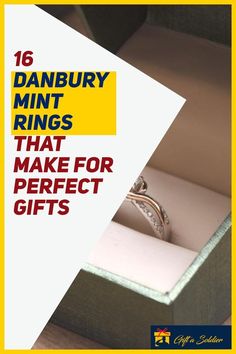 a ring in a box with the words, 16 danbury mint rings that make for perfect gifts