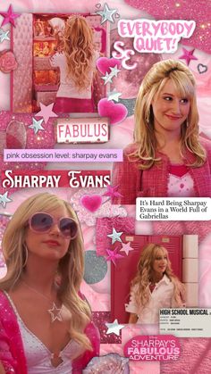 the poster for sharapy evans's show is shown in pink and white