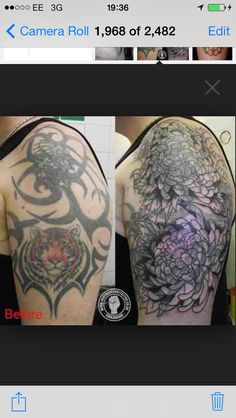 the before and after pictures of a tattoo