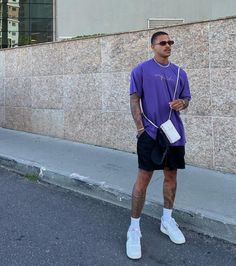 Black Shorts Outfit Men, Crew Socks Outfit, Aesthetic Male Outfits, Nba Outfit, Stylish Men Casual, Men Street Fashion, Street Style Outfits Men