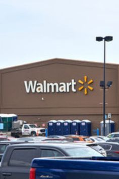 a walmart parking lot filled with lots of cars