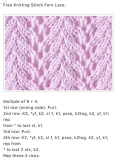 the knitting pattern is shown with instructions to knit it