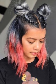 27 Fun Space Bun Hair Ideas To Rock At Your Next Festival Hairstyles Girl, Braided Top Knots, Red Ombre Hair, Space Buns, Hairstyles For Medium Hair, Daily Hairstyles, Cute Hairstyles For Medium Hair, روتين العناية بالبشرة