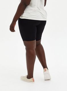 FIT Model is 5'9”, size 1. Measures 9” inseam. MATERIALS + CARE Cotton/spandex. Wash cold; dry low. Imported plus size leggings. DETAILS High waist. Thick stretchy waistband. Prevents leg chafing. The best plus size women's 9 inch signature waist bike short shorts in deep black made of premium. Rock your look from Torrid to Festivals like Coachella and Lollapalooza, a concert, a show, or just for fun! You'll want to wear these basics every day. Paisley Heart, Faux Turtleneck, Sparkly Pants, Black Beachwear, Comfort Bike, Black Bike, Relaxed Outfit, Warm Leggings, Velvet Shorts