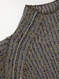 You can expect high-quality knitwear from Loro Piana. This 'Snow Wander' sweater has been spun in Italy from a cashmere and silk-blend for an incredibly soft handle. It's knitted with thick ribs and has a warm mock neck, making it suitable for the coldest days of the year. Knitwear Details, Knitting Paterns, Spring Knits, Latest Sweater, Sweater For Men, Knit Men, Roll Neck Sweater, Cashmere Blend Sweater, Knitwear Fashion