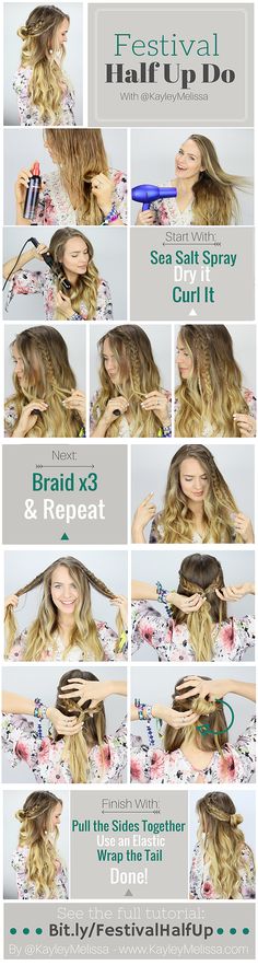 Music Festival Inspired Braided Half Updo. This is perfect for spring and summer! with @TRESemmé #TRESfestTakeover Hairstyles For Festivals, Half Up Do, Festival Braid, Music Festival Hair, Hippie Braids, Braided Half Updo, Half Updo, Updo Hairstyles, Festival Hair