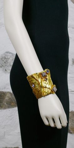 Designer Handmade Gold Bracelets, Unique Gold Cuff Bracelet, Gold Cuff Bracelet Wearable Art, Gold Bangle Cuff Bracelet In Wearable Art Style, Unique Gold Cuff Bracelet For Collectors, Gold Jeweled Cuff Bracelet As Gift, Gold Jeweled Cuff Bracelet For Gift, Gold Jeweled Cuff Bracelet Perfect As A Gift, Gold Jeweled Cuff Bracelet For Gifting