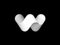 the letter w is made up of two white wavy lines on a black background, and it appears to be floating in the air