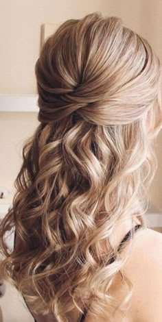 Half up for a golden blonde. For pretty golden blonde hair color , this is a great style that showcases both hair color and... #hair #hairstyles #haircolor Golden Blonde Hair Color, Updos Homecoming, Half Up Hairstyles, Bridemaids Hairstyles, Wedding Hair Half, Golden Blonde Hair, Hairstyles Homecoming, Bridesmaids Hair, Bridesmaid Hair Makeup