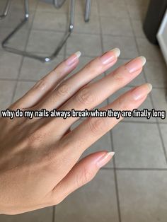 Natural Nail Shape Long, Clean Long Nails Aesthetic, Long Pretty Nails Natural, Mid Length Natural Nails, Long Strong Natural Nails, Rounded Long Nails, Nail Growth Aesthetic, Natural Nails Healthy, Nail Shapes Natural Nails