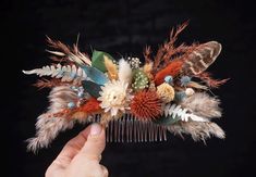 Bridal pheasant feather hair comb. Burnt orange terracotta turquoise blue. You can choose a different blue color from the palette. If you would like a color change please message me before purchasing.  I can add or replace some colors according to your palette. Please contact me before purchasing if needed. (You can also request a custom color for any decor from the store) TIME! Please check that it is MORE THAN 2 MONTHS before your wedding. Please write the date of the wedding in the comment to the order.  Due to the situation in the world, I need to have spare time to deliver your order on time.  A nice lovely gift for a girlfriend, for a wife, or for you personally. Can be personalized to your bouquet, arrangement, dress, etc. It can be changed at the request of the client according to Terracotta Turquoise, Boho Hair Piece, Wedding Dried Flowers, Feather Hair Comb, Bouquet Arrangement, Orange Terracotta, Autumn Hair, Pheasant Feather, Bridesmaid Hair Accessories