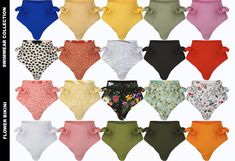 a bunch of different colored panties with bows on the front and back, all in various colors