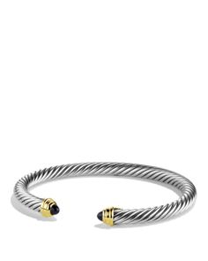 Modern Silver Jewelry, David Yurman Bracelet, Cable Bracelets, Fine Silver Jewelry, Silver Jewelry Design, Silver Jewellery Sets, Sterling Silver Cuff Bracelet, Yellow Gold Bracelet, Stone Gold