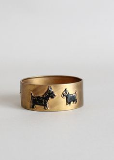 Westie Decor, 1940's Fashion, Scottie Dogs, Brass Bangle, Brass Bracelet, Scottish Terrier, 1940s Fashion, Scottie Dog