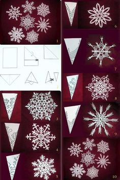 paper snowflakes are cut out and placed on top of each other