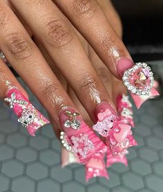 Aliyah Core, Poppin Nails, Girls Nail Designs, Kitty Nails, Nails Inspired, Retro Nails