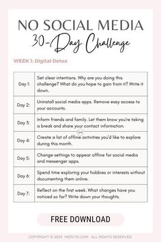 30 Day Lifestyle Challenge, Social Media Break Challenge, Going Offline For A While, Fasting Social Media, No Technology Challenge, What To Do Instead Of Social Media, Things To Do Without Social Media, Social Media Detox Tips, Getting Off Social Media