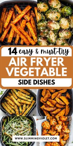 air fryer vegetable side dishes with text overlay