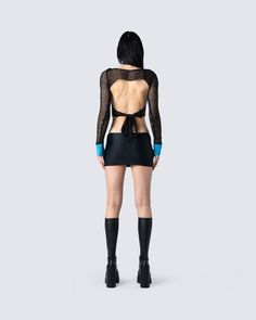 Make them sit back and observe while you serve in this two-piece set 💙 This multi-knit sweater top and black mini skirt is the perfect fit to have fun, and break some hearts 😈 Y2k Party Crop Top For Fall, Y2k Style Party Crop Top For Fall, Y2k Style Fall Party Crop Top, Black Crop Top For Club In Winter, Black Bodycon Mini Skirt, Y2k Mini Top For Night Out, Y2k Style Top For Night Out, Orange Satin, Dress Gloves