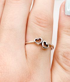 Sweet little sterling silver ring with two hearts joined!! Face height is 6mm. Available in size 6 only. - Genuine sterling silver - Size 6 only Two Hearts, Sterling Silver Ring, Heart Ring, Sterling Silver Rings, Silver Ring, Silver Rings, Size 6, Sterling Silver, Ring