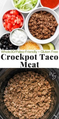 the crockpot taco meat is ready to be cooked