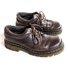 Doc Martens 11273 Chunky Brown Loafers Size 9 Uk 10 Us Men's 11 Us Women's Dark Brown Leather Lace-Up Tie Closure Chunky Loafers Shoe Pre-Owned Very Good Condition Rugged Leather Oxfords With Round Toe, Rugged Brown Oxfords With Round Toe, Rugged Leather Loafers With Round Toe, Rugged Loafers With Leather Footbed And Round Toe, Casual Leather Shoes With Lug Sole For Derby, Casual Leather Shoes With Lug Sole, Vintage Lace-up Shoes With Leather Footbed, Rugged Loafers With Leather Sole And Round Toe, Casual Slip-on Oxfords With Vibram Sole