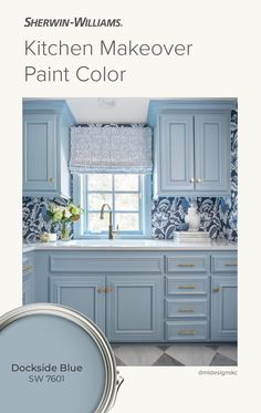 the kitchen makeover paint color is blue