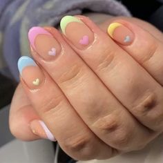 Pastel Nail Art, Multicolored Nails, Pastel Nails Designs, Basic Nails, School Nails