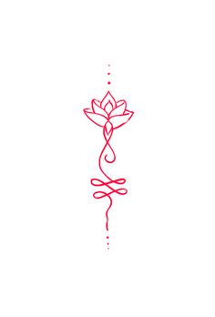 a red line drawing of a flower on a white background with the word love written in it