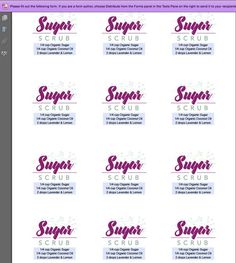 the logos for sugar scrubs are displayed in this screenshote screen shot from an ipad