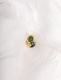 Napoleon Blues Ring  - BONDEYE JEWELRY ® Elegant Multi-stone Hoop Jewelry, Luxury Multi-stone Hoop Jewelry, Luxury Hoop Multi-stone Jewelry, Elegant Green Enamel Ring With Polished Finish, Luxury Enamel Promise Ring, Elegant Multi-stone Sapphire And Emerald Ring, Luxury Round Enamel Promise Ring, Elegant Yellow Gold Enamel Ring With Polished Finish, Luxury Yellow Gold Sapphire Open Ring