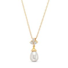 Timeless and elegant, this Three Stone Pearl Pendant Necklace features a pearl beneath three pear cut diamonds totaling 0.15 carats. Diamonds Direct, Pear Cut Diamond, Pearl Pendant Necklace, Fine Jewelry Designers, Mens Jewelry Bracelet, Diamond Bracelets, Pendant Bracelet, Pear Cut, Three Stone