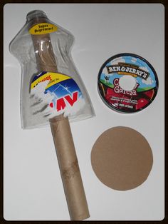 an object is shown on the table next to it's stick and wax paper