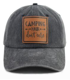 PRICES MAY VARY. Camping Gifts for Men Women: As a Camping Enthusiast, Are You Still Looking for the Camping Stuff for Your Camping Plan? Our Camping Hat Is Perfect for It. The Hat Is Very Special, With the Words "Camping Hair Don't Care " On the Leather Label, Reflecting Your Unique Taste and Personality. The Camping Decor Hat Is Exquisitely Crafted and Comfortable, Making It Perfect for Wearing During Camping. Camper Accessories Hat Is a Special Gift for Camp Lovers Women Men and Camp Friends. Casual Adjustable Baseball Cap For Camping, Casual Baseball Cap For Camping, One Size Fits Most, Casual Baseball Cap For Camping, Casual Travel Hat With Letter Print, Letter Print Cap For Outdoor Activities, Casual Trucker Hat With Letter Print For Outdoors, Casual Gray Hat For Camping, Adjustable Snapback Hat With Letter Print For Outdoor, Outdoor Letter Print Hat One Size Fits Most