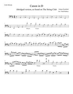 the music sheet for canon in d