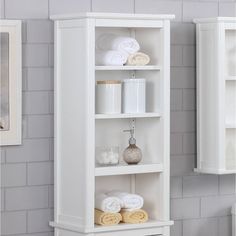 17'' X 36' Shelving Hutch Dorset - Alaterre Furniture, White Freestanding Bathroom Shelves, Wall Mounted Cabinet, Linen Cabinet, Storage Towers, Toilet Storage, Linen Storage, Bathroom Shelf, Bathroom Shelves, Bathroom Styling